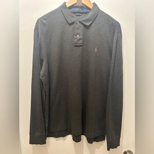 Ralph Lauren Long Sleeve Gray Polo Size Men’s Large Pima Soft Touch